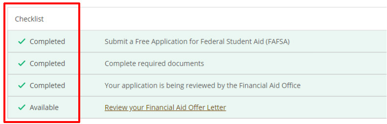 Financial Aid file complete