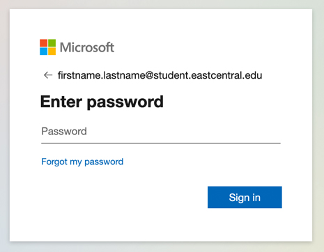 Microsoft Enter password form