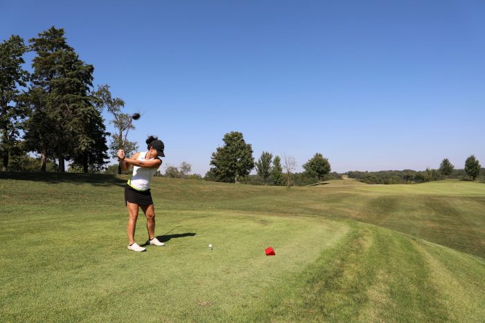 Golfer taking a shot