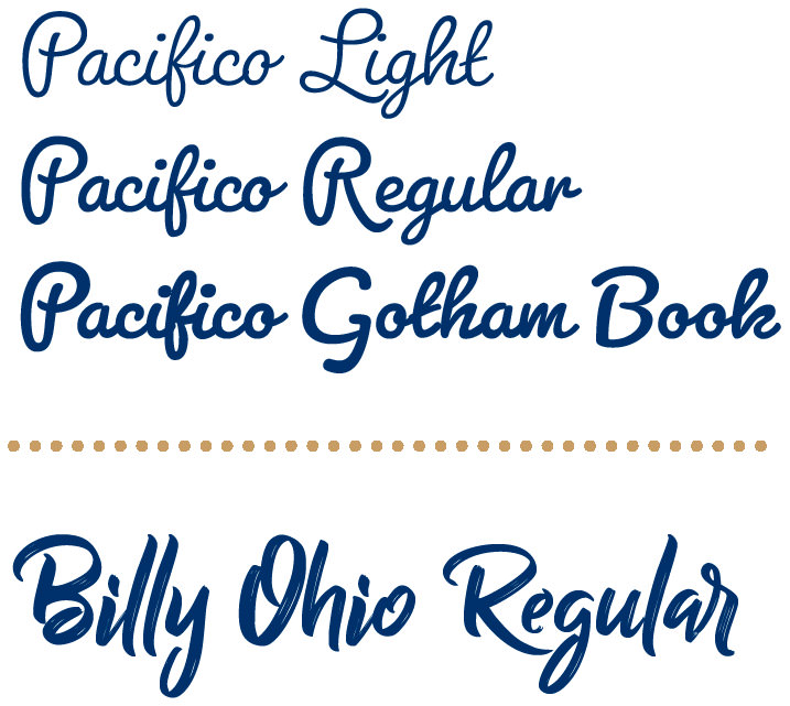 Example of Pacifico font and Billy Ohio font