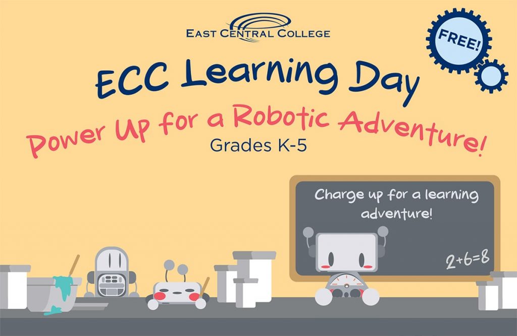 ECC Learning Day hero image with the text Power up for a robotic adventure!