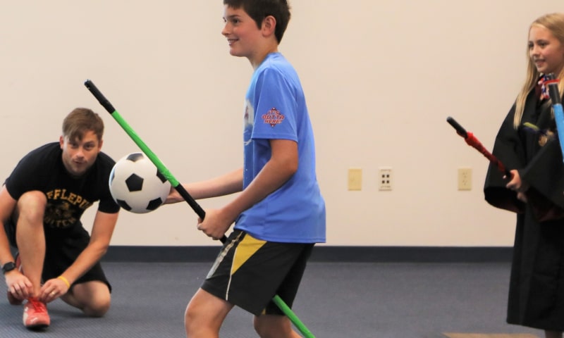 Students playing Harry Potter-themed games