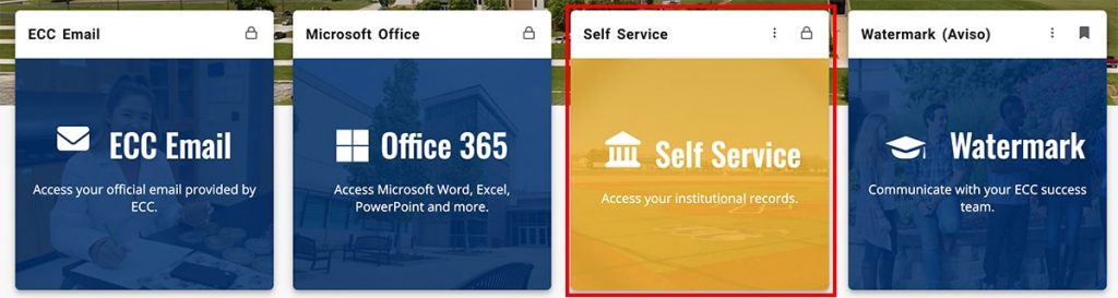 MyECC panel with Self-Service button highlighted