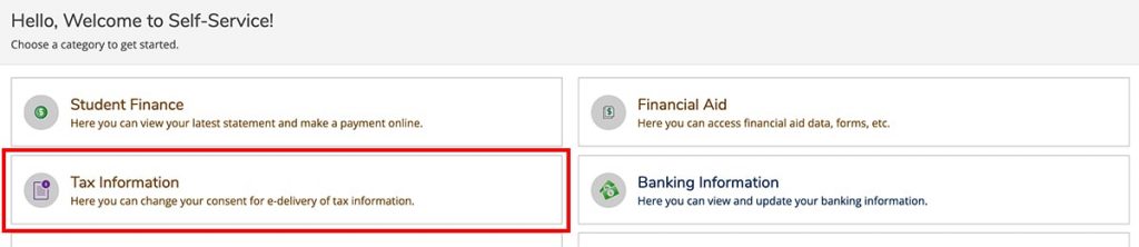 Tax Information link highlighted in Self-Service dashboard