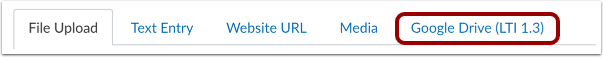 Location of Google Drive tab in Canvas menu
