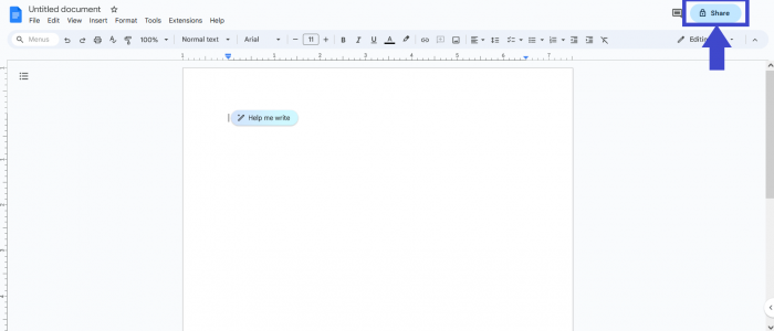 Arrow to Share button in Microsoft Word document