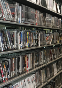 Shelf of books in library