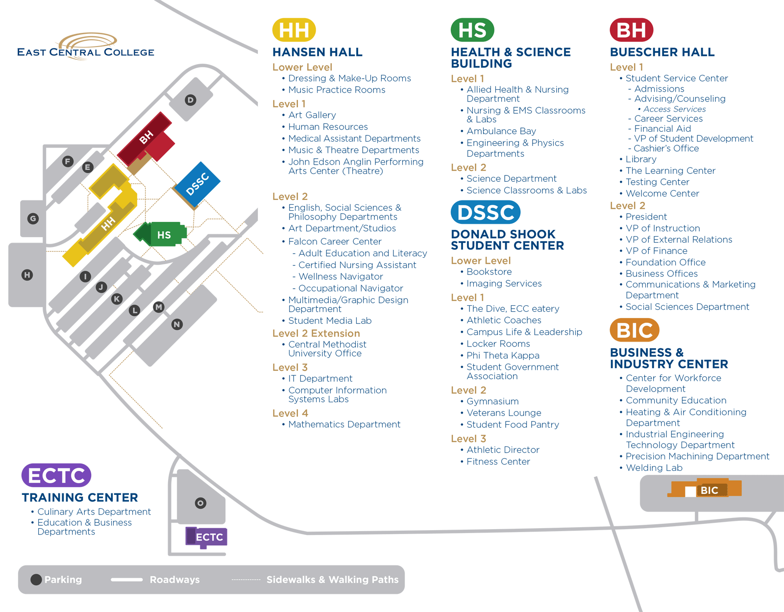 Detailed Map of East Central College Union Campus