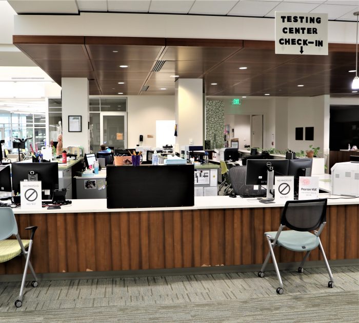 Testing Center check-in desk