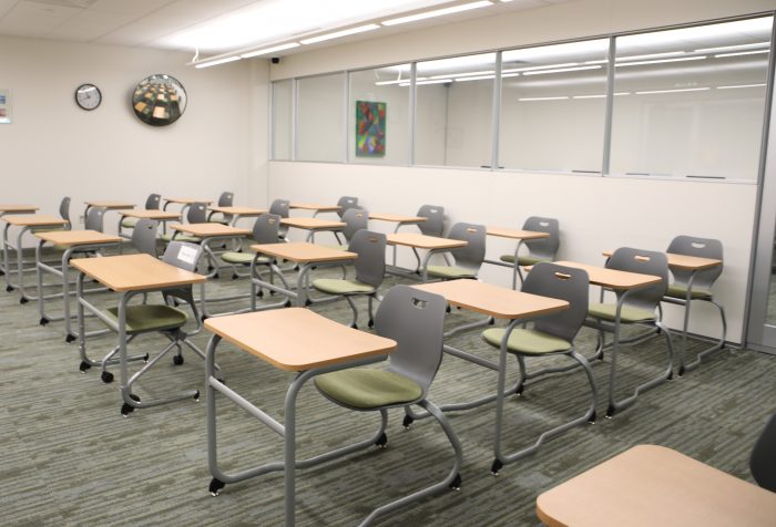 Testing Center BH180 classroom with desks