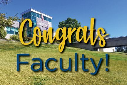 Photo of campus with the text Congrats, Faculty!
