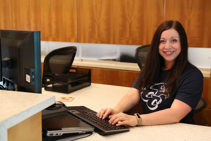 ECC staff member at computer