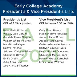 Early College Academy President's & Vice President's Lists