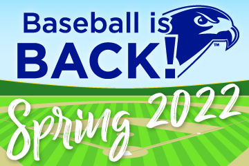 Baseball diamond graphic with text: Baseball is back! Sprint 2022