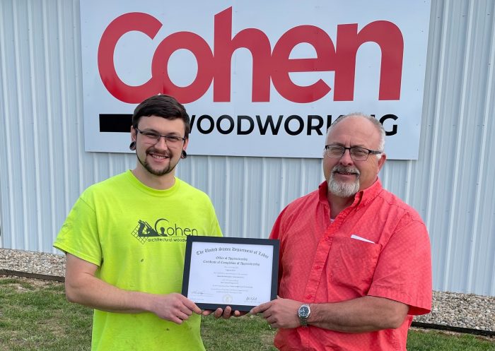 Cohen Woodworking Employee Completes ECC Apprenticeship Program