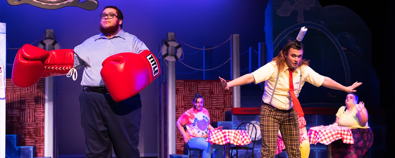 Students performing in SpongeBob Squarepants musical