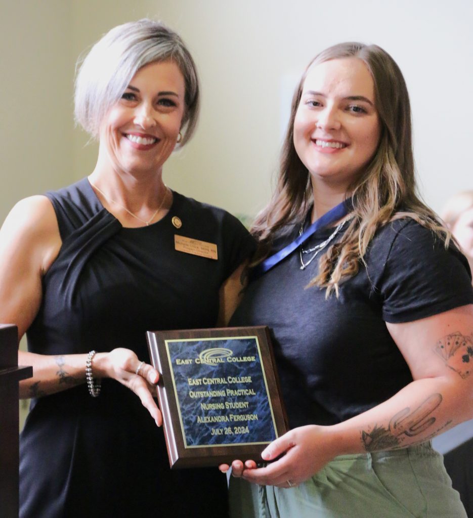 Alexandra Ferguson receiving Outstanding Practical Nursing Student award