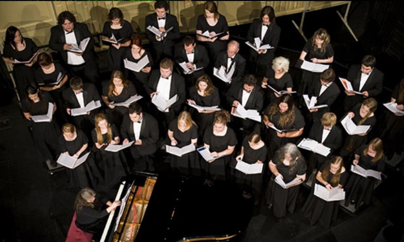 Overhead of college choir